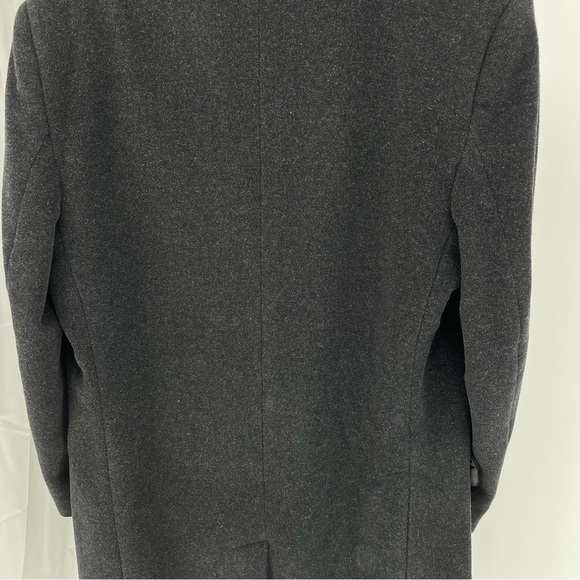 Italian Men’s Wool And Cashmere Overcoat Size 44L Black Dress Pea Coat - Picture 11 of 16